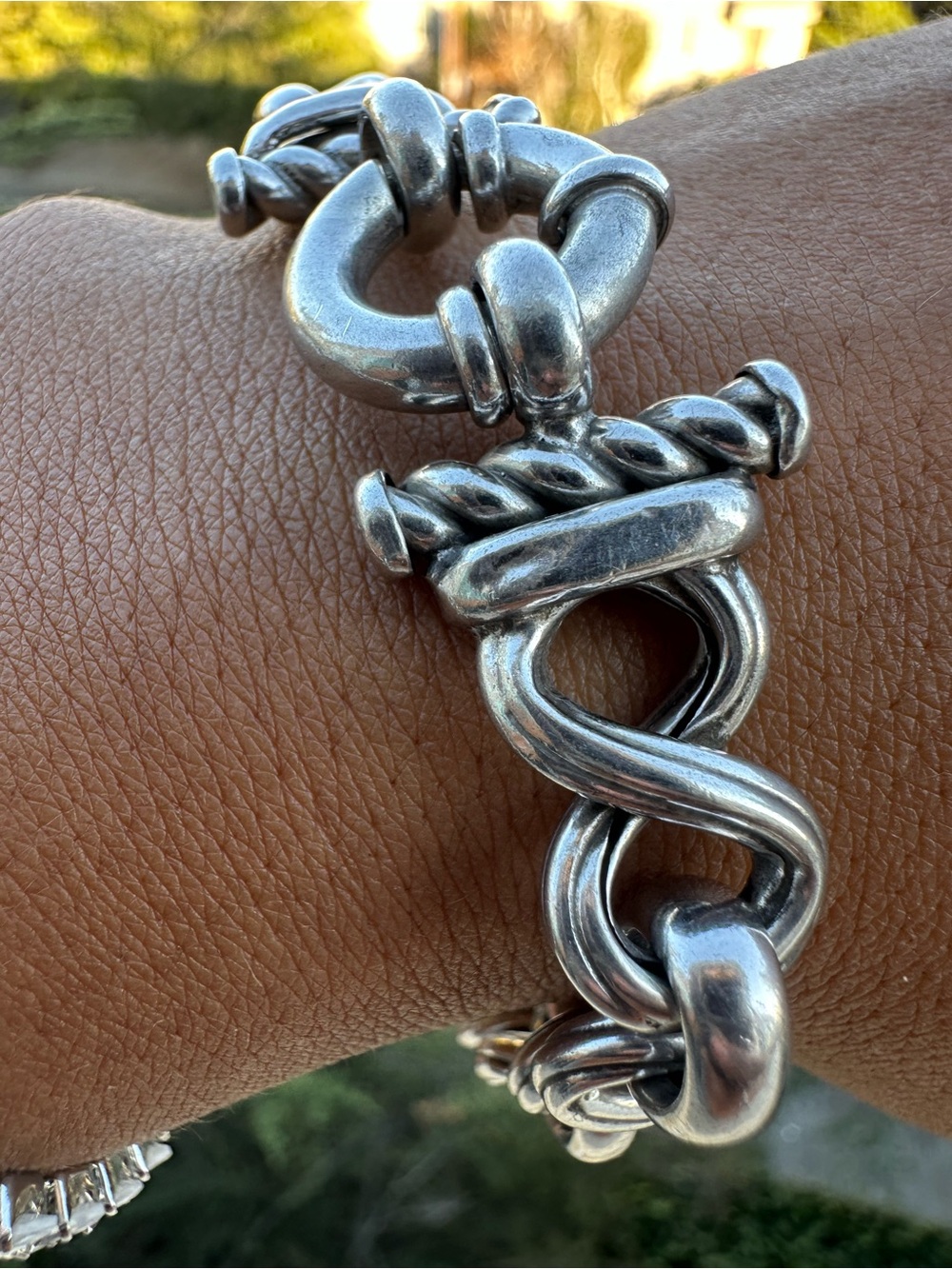 Vintage Chunky Sterling Bracelet 8” - Picture 2 of 6